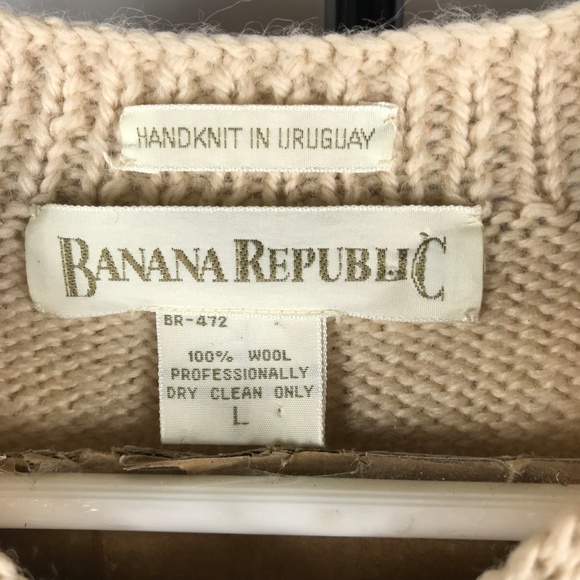 VTG BANANA REPUBLIC Mens Handknit Wool Sweater - Picture 3 of 4